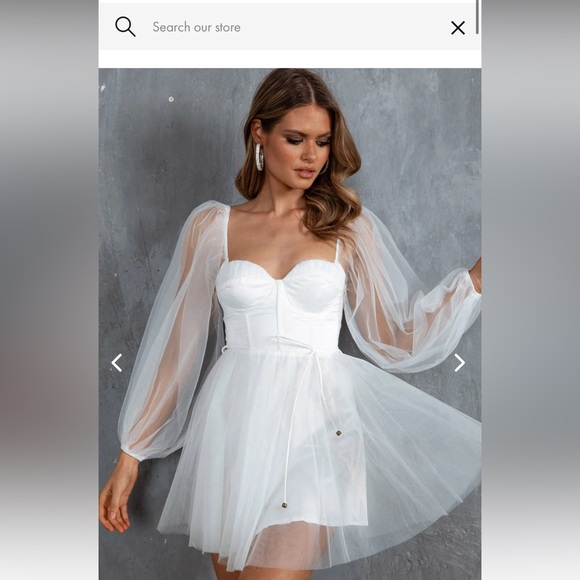 FAIRYTALE DREAM SHEER SLEEVE MINI DRESS WHITE - Picture 2 of 6